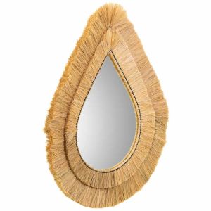 Espelho de fibra natural marrom 62x80x3