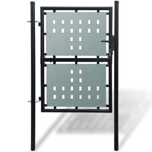 vidaXL puerta de valla individual negra de 100 x 125 cm