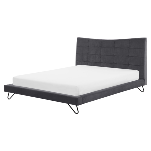 Cama veludo lannion 160 x 200 cm cinzento escuro