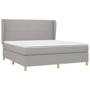 vidaXL cama box spring con colchón tela gris claro 160x200 cm