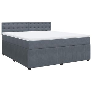 vidaXL cama box spring con colchón terciopelo gris oscuro 180x200 cm