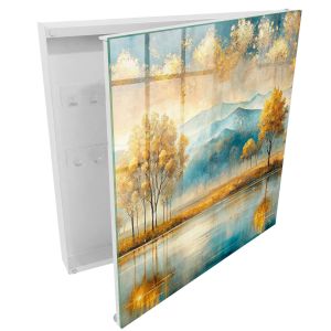 Caixa de chaves de parede decorativa 30x30x5, abertura à direita branca