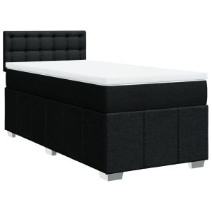 vidaXL cama box spring con colchón tela negro 90x200 cm