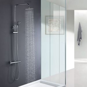 Kibath coluna de duche termostática extra longa redonda 100-150 cm cromada