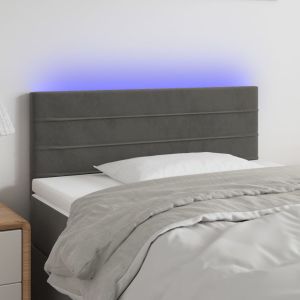 Cabeceira de cama c/luzes LED veludo 100x5x78/88cm cinza-escuro ptob5075