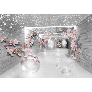 Papel de parede 3d túnel de flores 400x280 fotomurais sala de estar