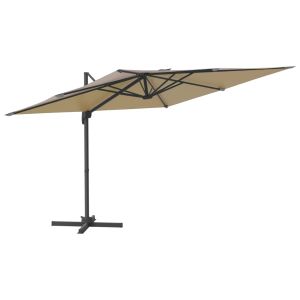 vidaXL sombrilla voladiza con LEDs gris taupé 400x300 cm