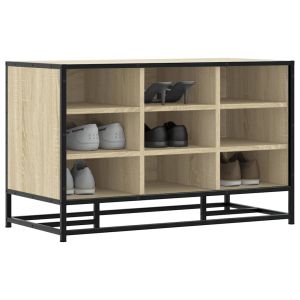 Banco para calçado sonoma carvalho 84x40x53,5 cm madeira metal wf524513