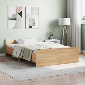 Cama c/ painéis de cabeceira e pés carvalho sonoma
