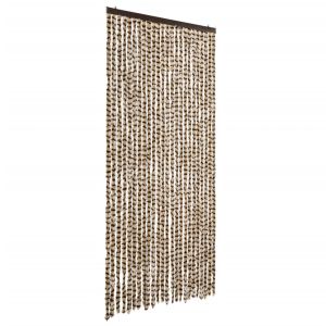 Cortina anti-insetos 100x230 cm chenille bege e castanho