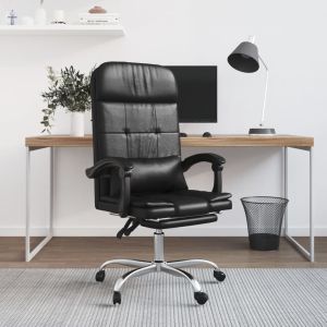 Cadeira escritório massagens reclinável couro artificial preto wf850181