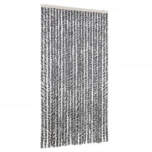 Cortina anti-insetos 100x200 cm chenille cinzento/preto/branco