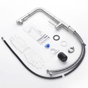 Torneira de cozinha com spray extraível - aço inox - rotativa 360° - 2 funç