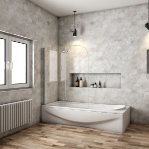 Aica tela dobrável para banheira,2 folhas,vidro 6mm,cromado,(118-120)x140cm