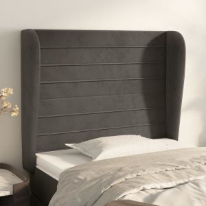 Cabeceira cama c/ abas veludo 103x23x118/128 cm cinzento-escuro ptob8602