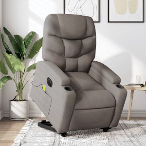 Poltrona elétrica elevatória massagens tecido cinza-acastanhado ewg7405