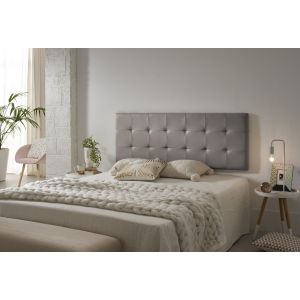 Cabecero de cama 140 capitone cuadros polipiel 152x57x5cm gris