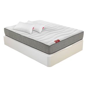 Colchão 150x190cm, sommier com arrumação e 2 almofadas pikolin ultrabranco