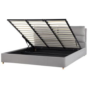 Sommier com arrumação batilly veludo cinzento claro 180 x 200 cm