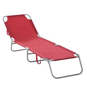 Espreguiçadeira dobrável 187x55x24 cm tecido oxford e metal color rojo