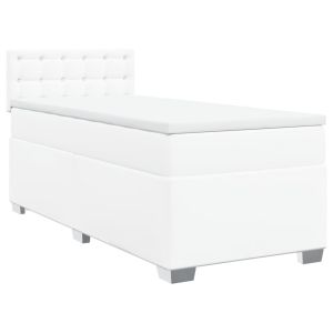 vidaXL cama box spring con colchón cuero sintético blanco 90x190 cm