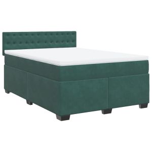 vidaXL cama box spring con colchón terciopelo verde oscuro 160x200 cm