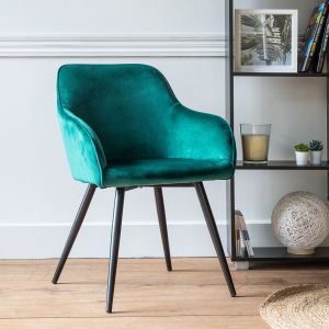 Cadeira de veludo verde gisele vintage