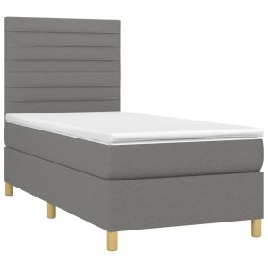 vidaXL cama box spring con colchón tela gris oscuro 90x200 cm