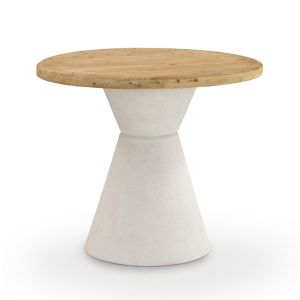 Mesa de jantar redonda em madeira de abeto com base em poliresi, 90x90x76cm