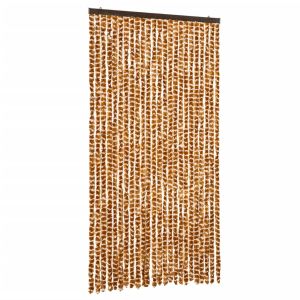 Cortina anti-insetos 100x220 cm chenille ocre e branco