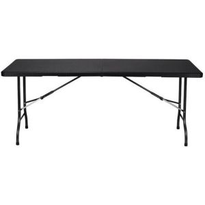 Mesa dobrável - design preto - 6 pessoas - metal - uso interno/externo