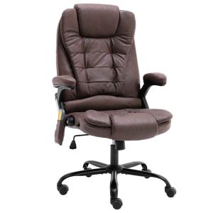 Cadeira massagens escritório couro artificial castanho-escuro wf589457