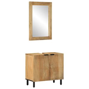 2 pcs conj. Móveis p/ casa de banho madeira mangueira maciça