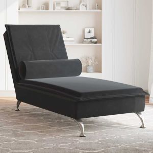 Chaise lounge de massagem com rolo veludo preto wf630021