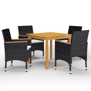 vidaXL juego de comedor de jardín de 5 piezas negro
