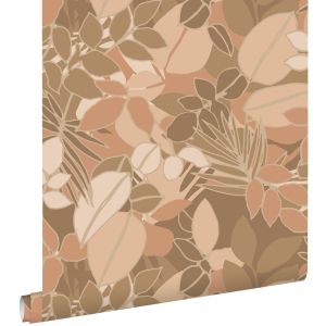 Estahome papel de parede folhas cervinaerosa terracota 50 x 900 cm