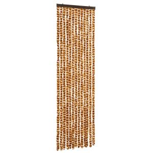 Cortina anti-insetos 56x185 cm chenille ocre e branco