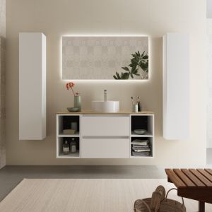 Móvel bequia 120cm + 2 furos de centralização+ pia| branco