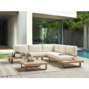 Conjunto lounge madeira de acácia certificada branco mykonos