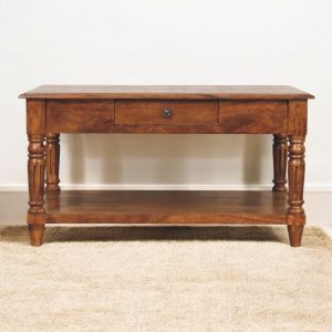Artisan Furniture Mesa de Centro Maciça Castanha com Pernas Torneadas