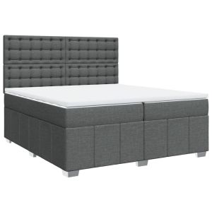 vidaXL cama box spring con colchón tela gris oscuro 200x200 cm