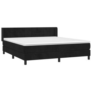 vidaXL cama box spring con colchón terciopelo negro 180x200 cm