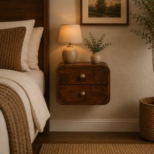Artisan furniture mini mesa flutuante california walnut, 2 gavetas