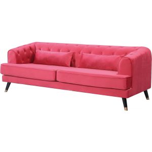 Canapé fixo em veludo "gloria" - 216 x 86 x 76 cm - 3 lugares - rouge