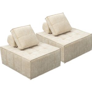 Conjunto de 2 poltronas modulares em tecido texturado "velluto" - bege