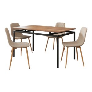 Conjunto de jantar hemnes mesa 4 cadeiras Carvalho / Castanho [en.casa]