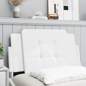 Almofadão de cabeceira 80 cm couro artificial branco ptob6507