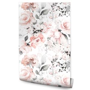 Papel de parede roses folhas de aguarela para o quarto decoração moderna