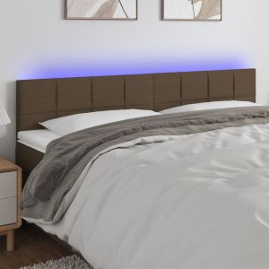 Cabeceira cama luzes LED tecido 180x5x78/88cm cinza-acastanhado ergft6279