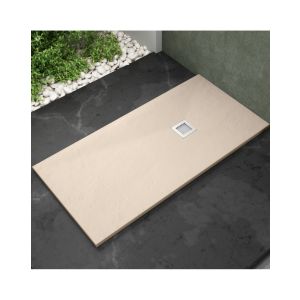 Base de duche 170 x 75cm válvula de drenagem e grelha | beige